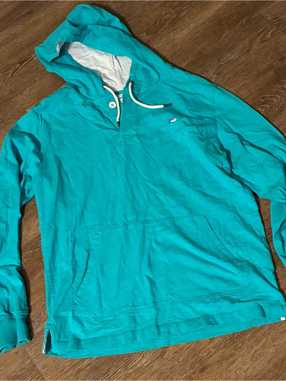 Southern Tide Men’s Teal Hooded Pullover Shirt Size Medium